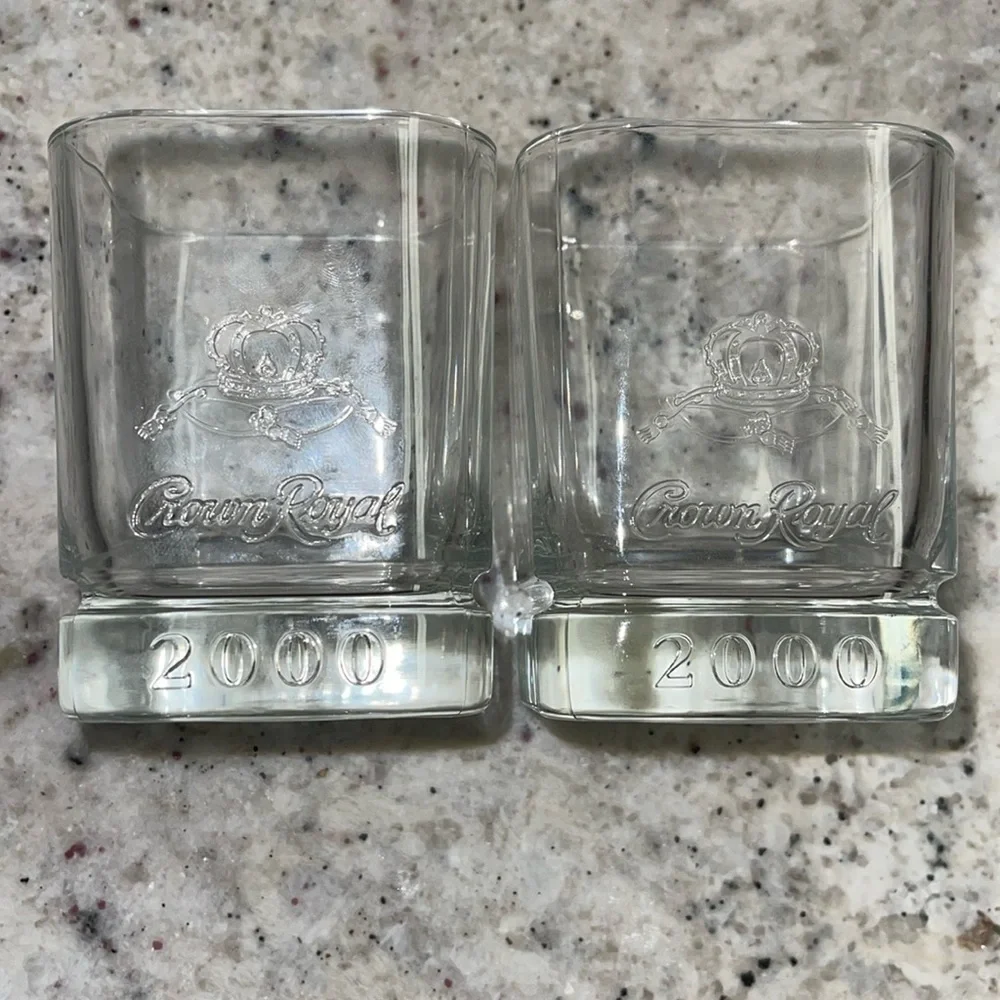 Vintage Crown Royal 2000 Y2K Rocks Glass Low Ball Man Cave Shot Glasses Man Cave